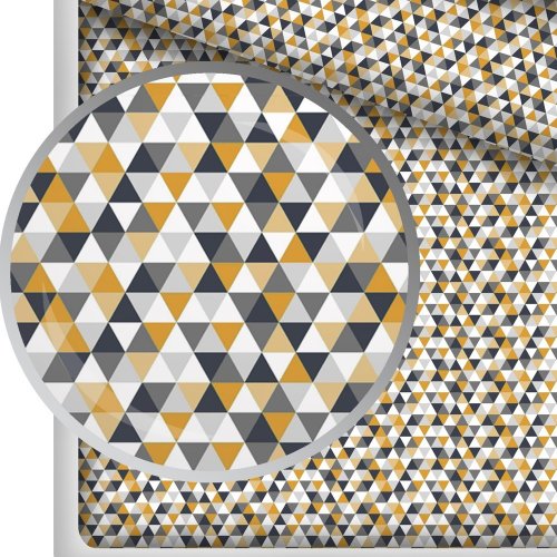 Hladká bavlna – Trojúhelníky žluté - Šíře materiálu (cm): 160