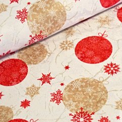 Vánoční látka na ubrusy - Baňky