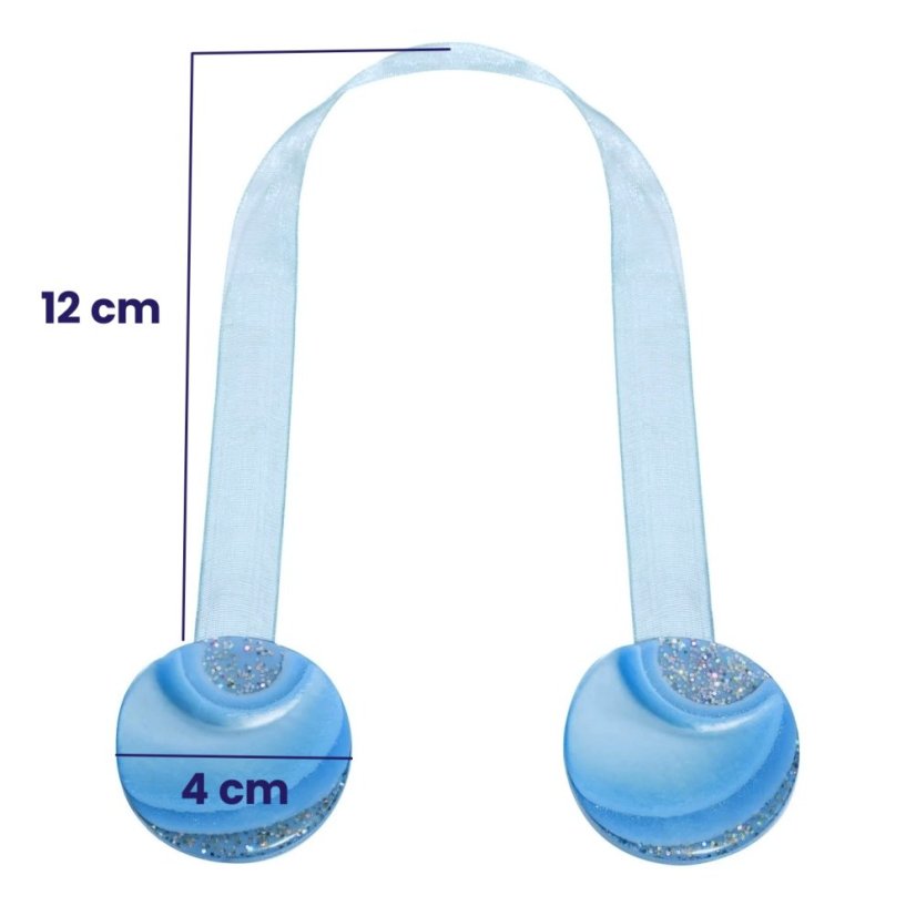 Magnetická spona na závesy - modrá se trblietkami