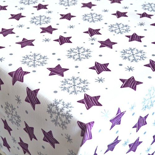 Vánoční ubrusy Hvězdičky a vločky – bílo/fialové - Rozměr ubrusu: 30x30