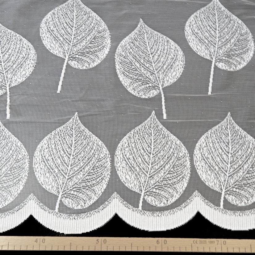 Kusová záclona Lístky - Vyber rozměr záclony  ↕VxŠ ↔ (cm): 140x300