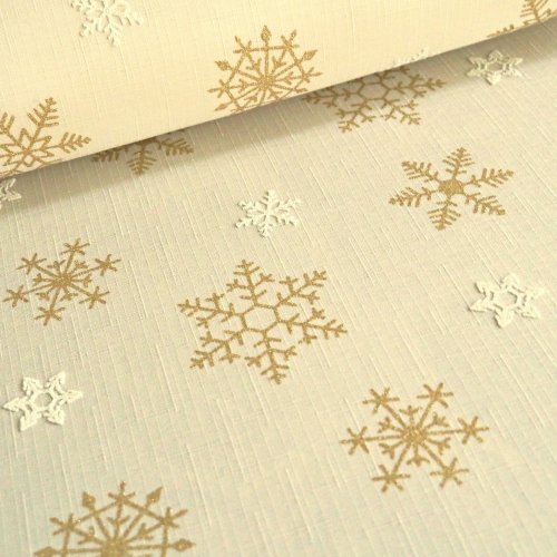 Vánoční látka na ubrusy - Sněhová vločka - smetanová - Šíře materiálu (cm): 160