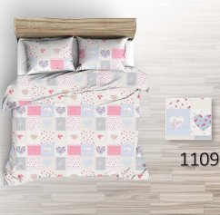 Povlečení krep Patchwork srdce – růžové