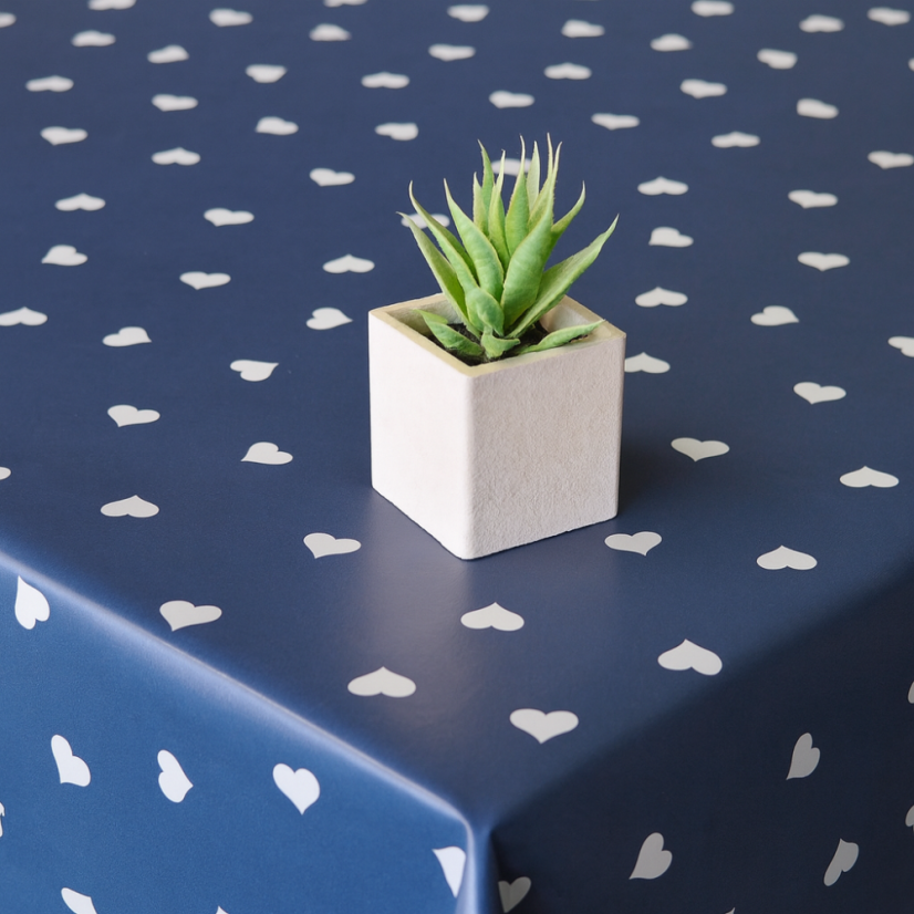 PVC ubrusovina - Srdce - modrá