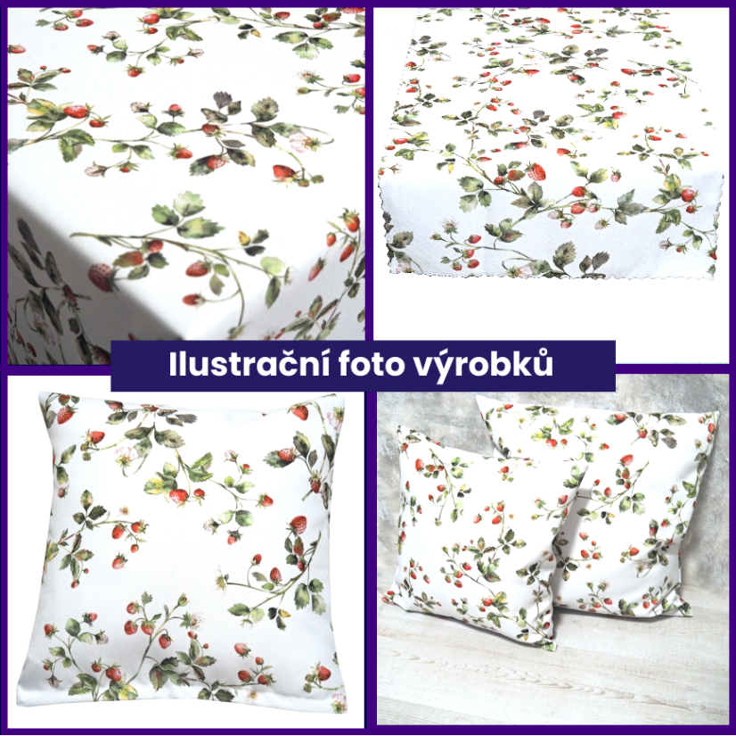 Dekoračná látka Jahody - Šírka materiálu ↔ (cm): 160, Vyber šitie: bez obšití