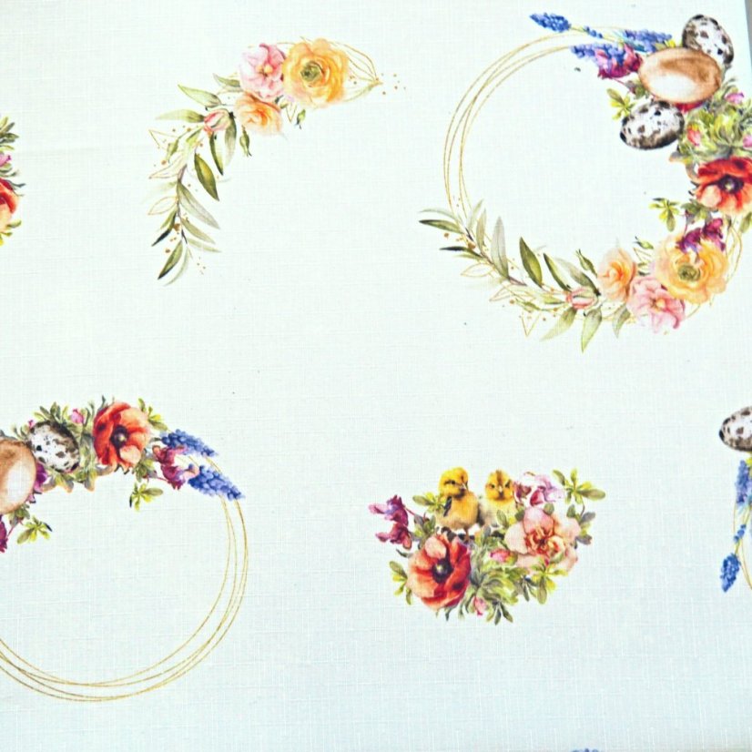 Látka na ubrusy Velikonoční věnec - Šíře materiálu ↔ (cm): 160