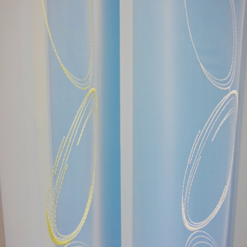 Vyšívaný voál Pallas - bílá/limeta - Vyber výšku ↕ (cm): 290, Vyber šití: bez obšití