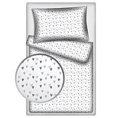 Povlečení hladká bavlna LUX - Šedá srdce