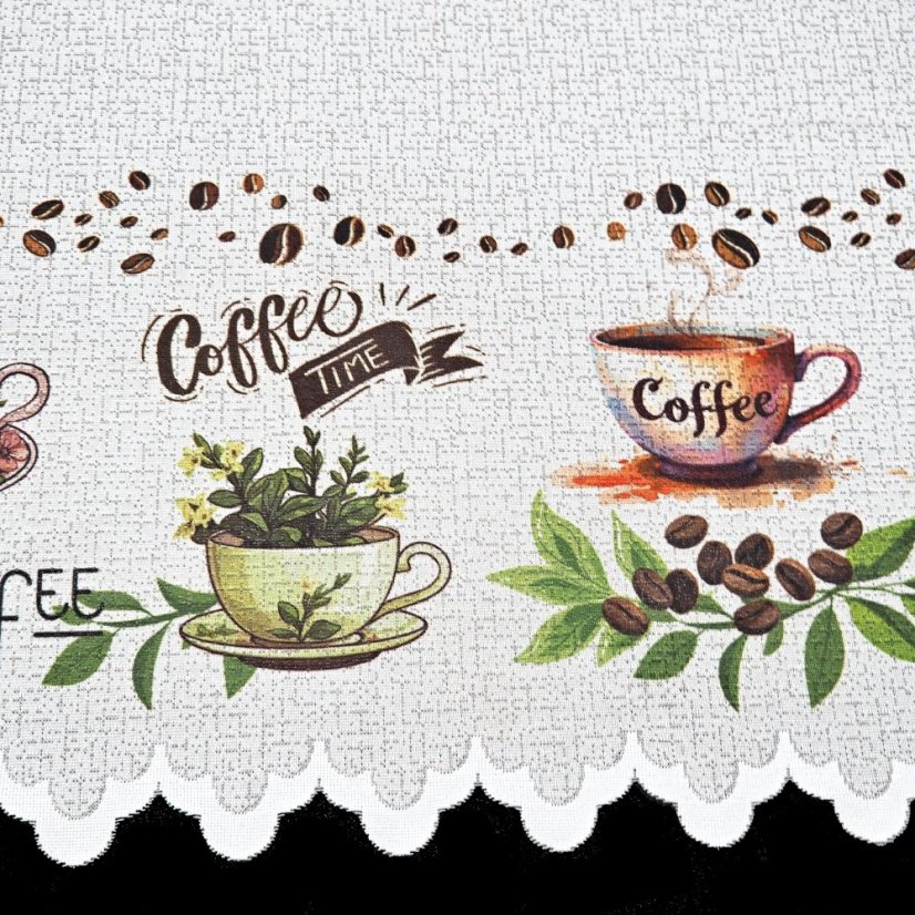 Vitrážová záclona Kávička - Vyber výšku ↕ (cm): 38, Vyber šitie: bez obšití