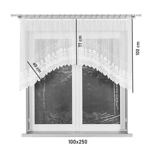 Kusová záclona Jovena - Vyber rozměr záclony VxŠ: 100x250, Vrchní okraj: Bez řasící pásky