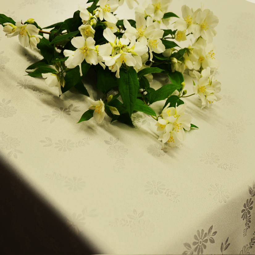 Teflonový ubrus žakár Lila - smetanový - Vyber rozměr: 75x75