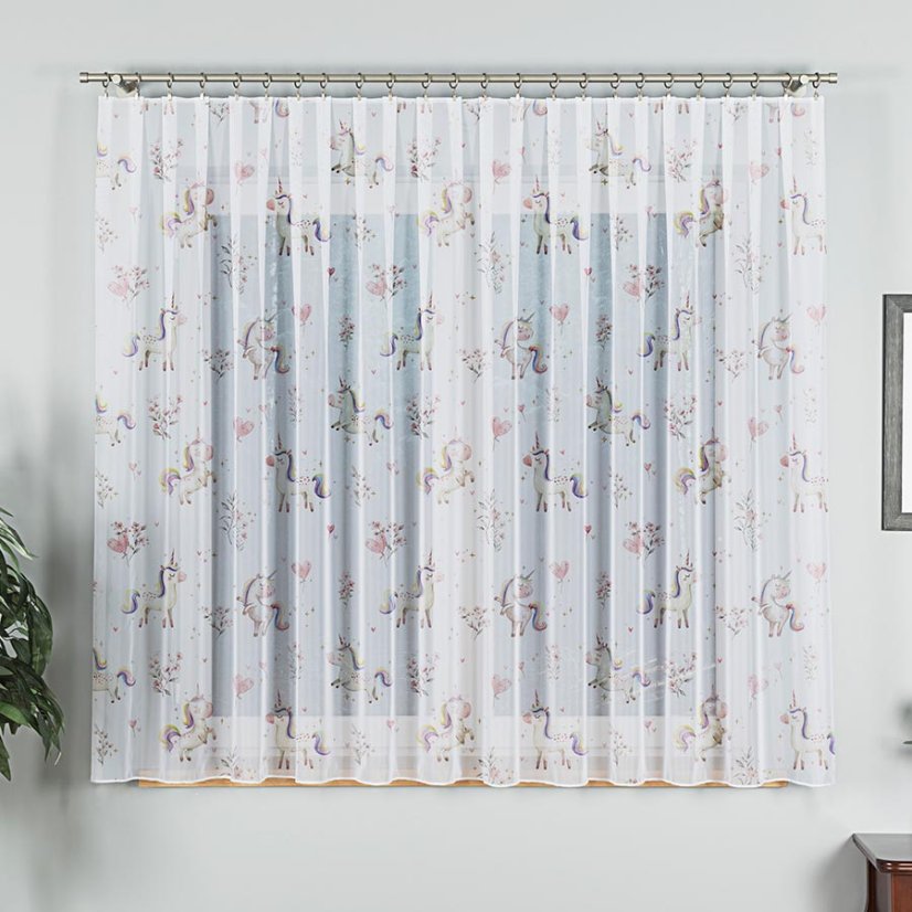 Detský voál Jednorožec - Vyber výšku ↕ (cm): 157, Vyber šitie: bez obšití