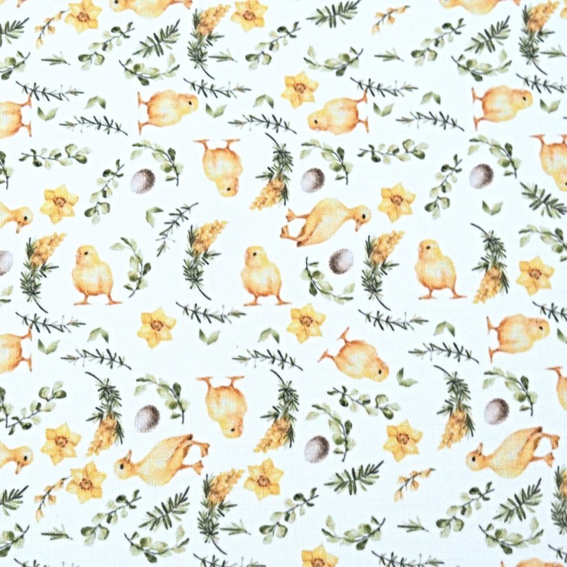 Velikonoční ubrusy - Kuřátka - bílý - Vyber rozměr: 30x30