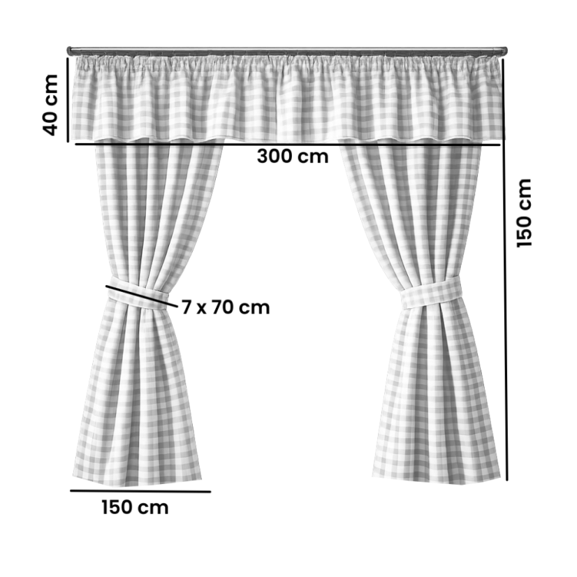 Kanafasový závěsový set - Vyber rozměr závěsu ↕VxŠ ↔ (cm): 2x 150x150 cm + kanýr 40x300 cm, Vzor kanafasu: Jarně zelená - 1cm