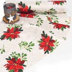 Vánoční běhoun v metráži - Poinsettia se jmelím