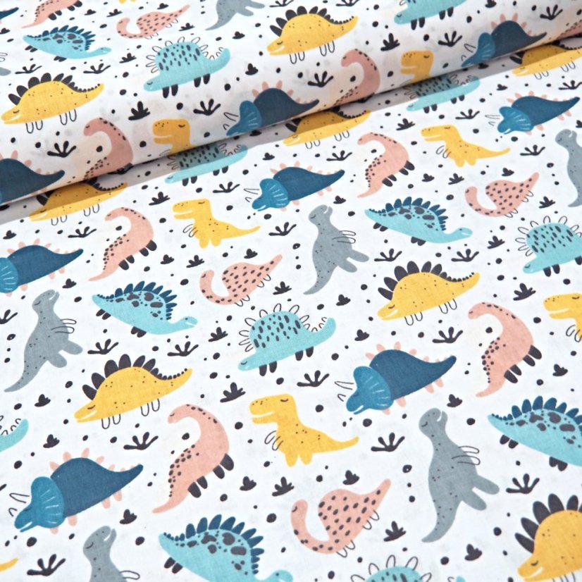 Hladká bavlna – Dinosaury - Šírka materiálu ↔ (cm): 160