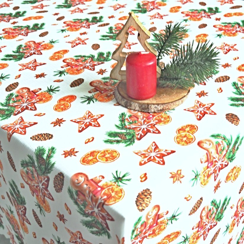 Vánoční ubrusy Perníčky – bílé - Vyber rozměr: 30x30