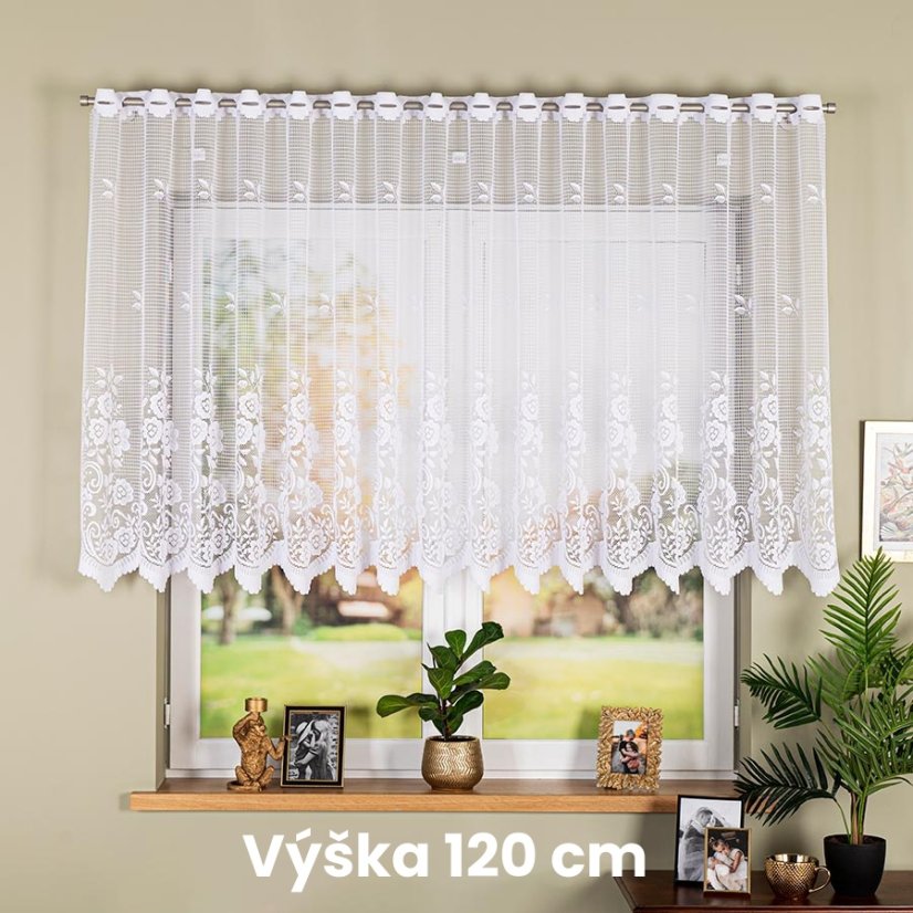 Záclona Sára - Vyber výšku ↕ (cm): 120, Vyber šití: bez obšití