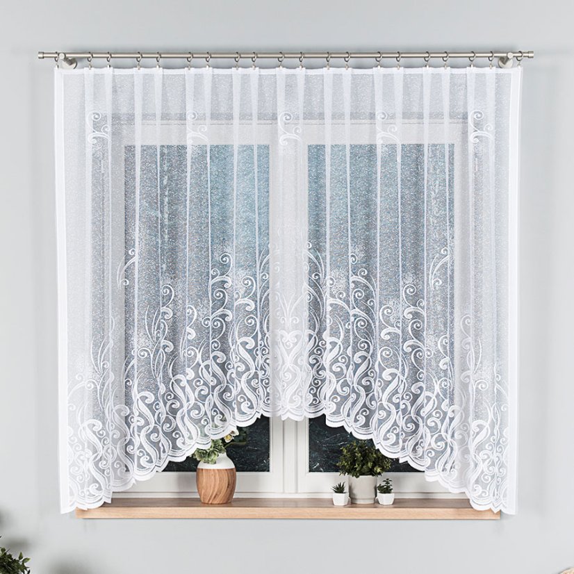 Kusová záclona Erna - Vrchný okraj: Bez riasiacej pásky, Vyber rozmer záclony ↕VxŠ ↔ (cm): 160x300