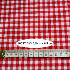 Dekorační látka -  Kanafas kostka červená 5 mm