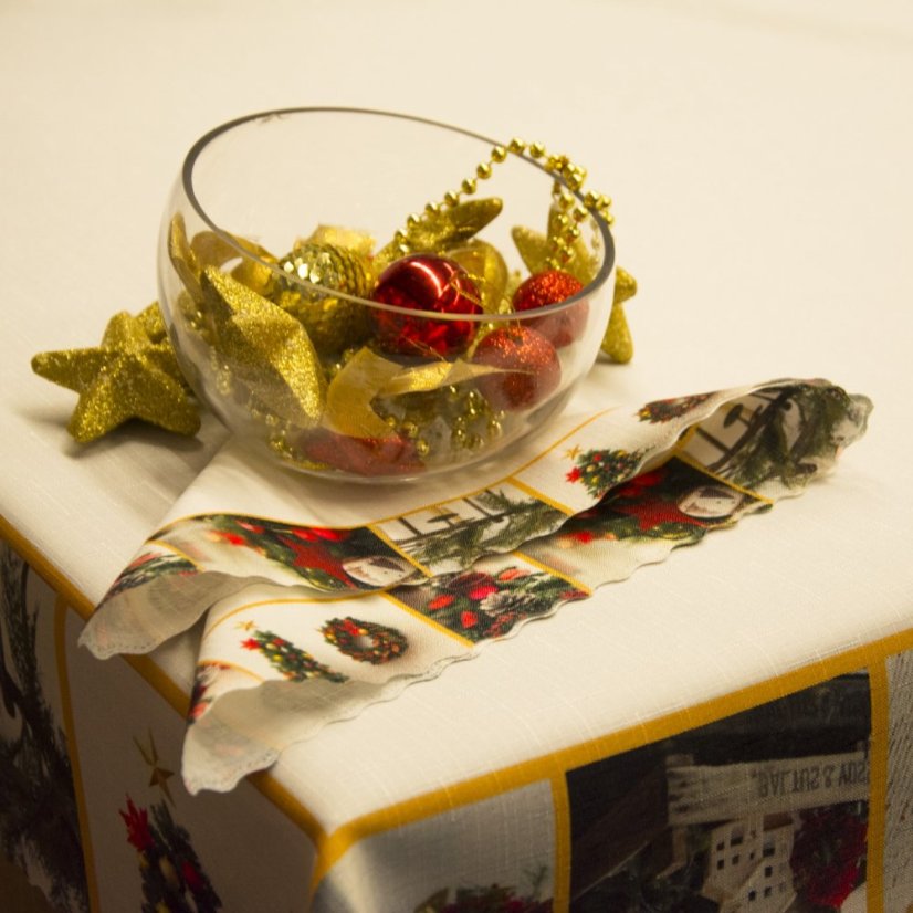 Vánoční ubrusy - Adventní čas - smetanové - Vyber rozměr: 75x75