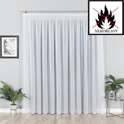 Hladký biely voál s olovkom 330 cm - nehorľavý