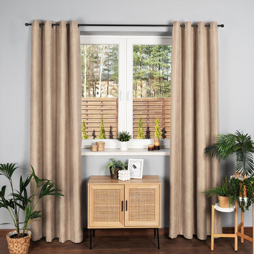 Kusový závěs s kroužky Milas - béžový - Vyber rozměr závěsu ↕VxŠ ↔ (cm): 250 x 140 cm