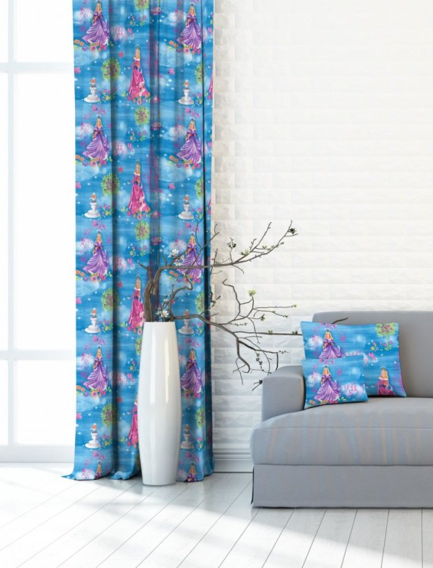 Dekorační látka SOFT Princezny - modrá - Šíře materiálu ↔ (cm): 150, Vyber šití: bez obšití