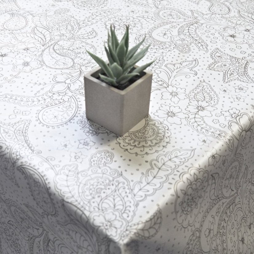 PVC ubrusovina - Šedá mandala