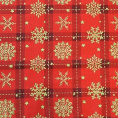 Vánoční bavlněná látka Zlaté vločky