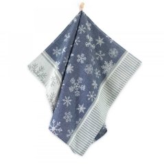 Vánoční utěrka Vločky - tm. modrá