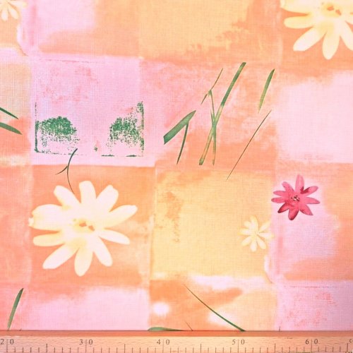 Teflonová látka Květa - oranžová - Šíře materiálu (cm): 155