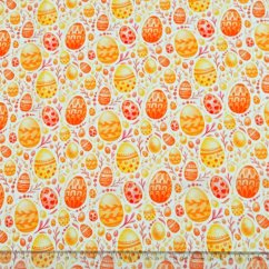 Velikonoční látka na ubrusy Oranžové kraslice