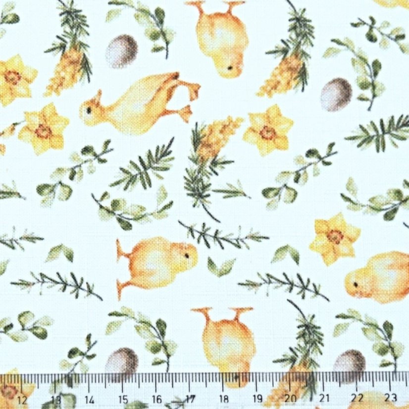 Velikonoční ubrusy - Kuřátka - bílý - Vyber rozměr: 30x30