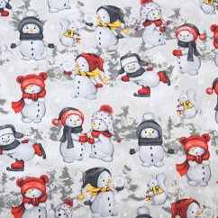 Vianočné obliečky hladká bavlna LUX - Snehuliaci