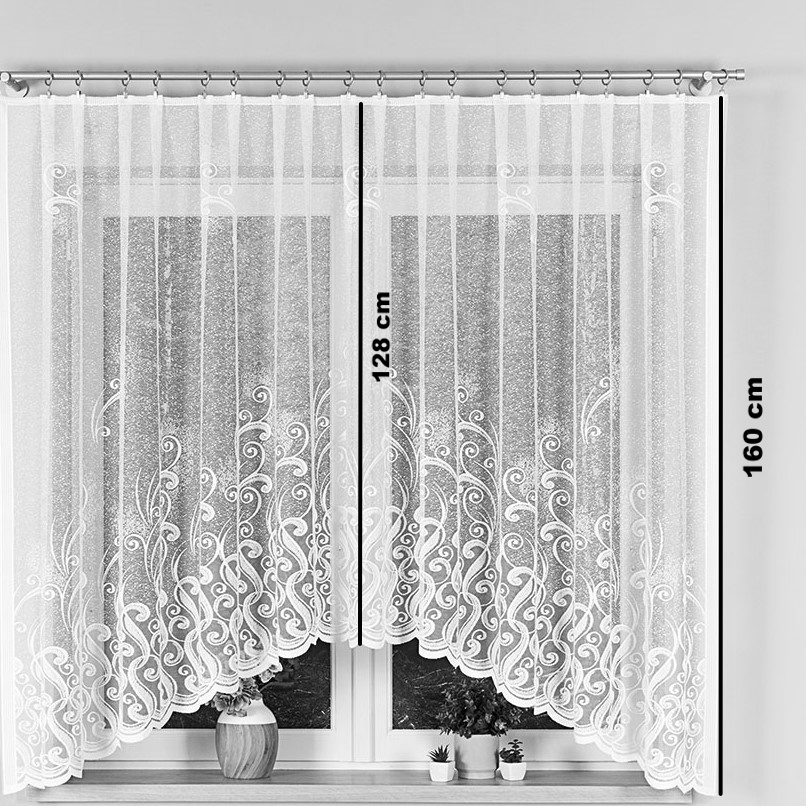 Kusová záclona Erna - Vrchný okraj: Bez riasiacej pásky, Vyber rozmer záclony ↕VxŠ ↔ (cm): 160x300