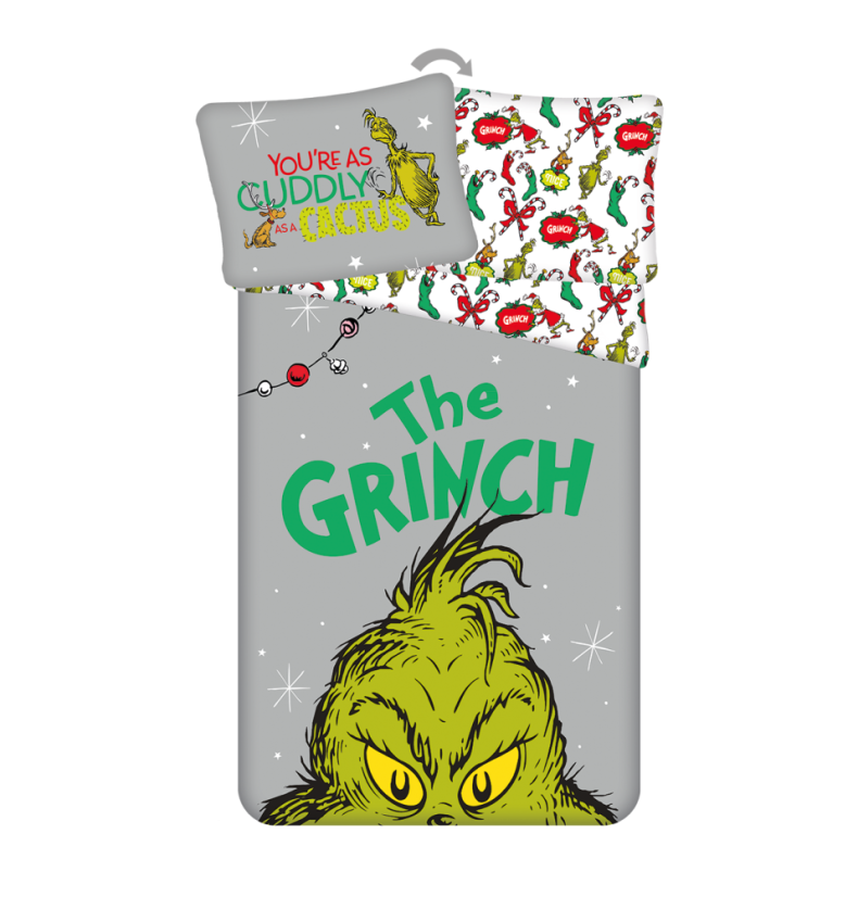 Povlečení hladká bavlna - Grinch - Rozmer obliečky: 140x200+70x90
