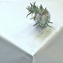 PVC ubrusovina - Damašek bílý - květy