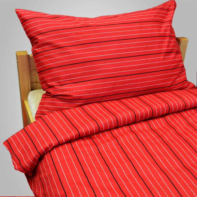 Povlečení bavlněný satén - Contur red - Rozměr povlečení: 140x200+70x90