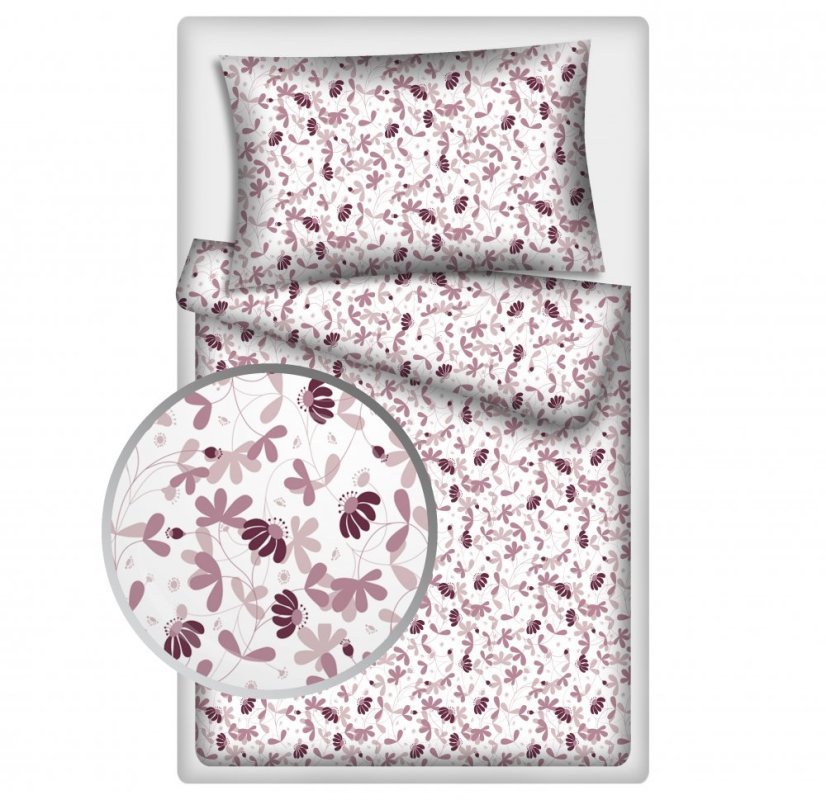 Povlečení hladká bavlna LUX - Kytičky fialové - Rozměr povlečení: 140x200+70x90