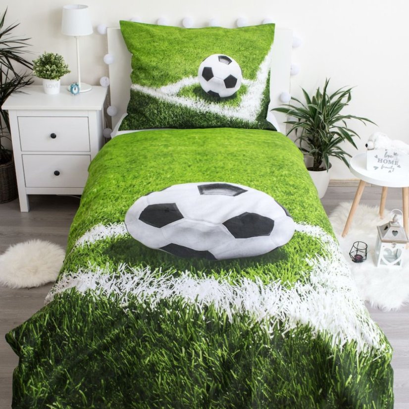 Povlečení hladká bavlna - Fotbal - Rozměr povlečení: 140x200+70x90