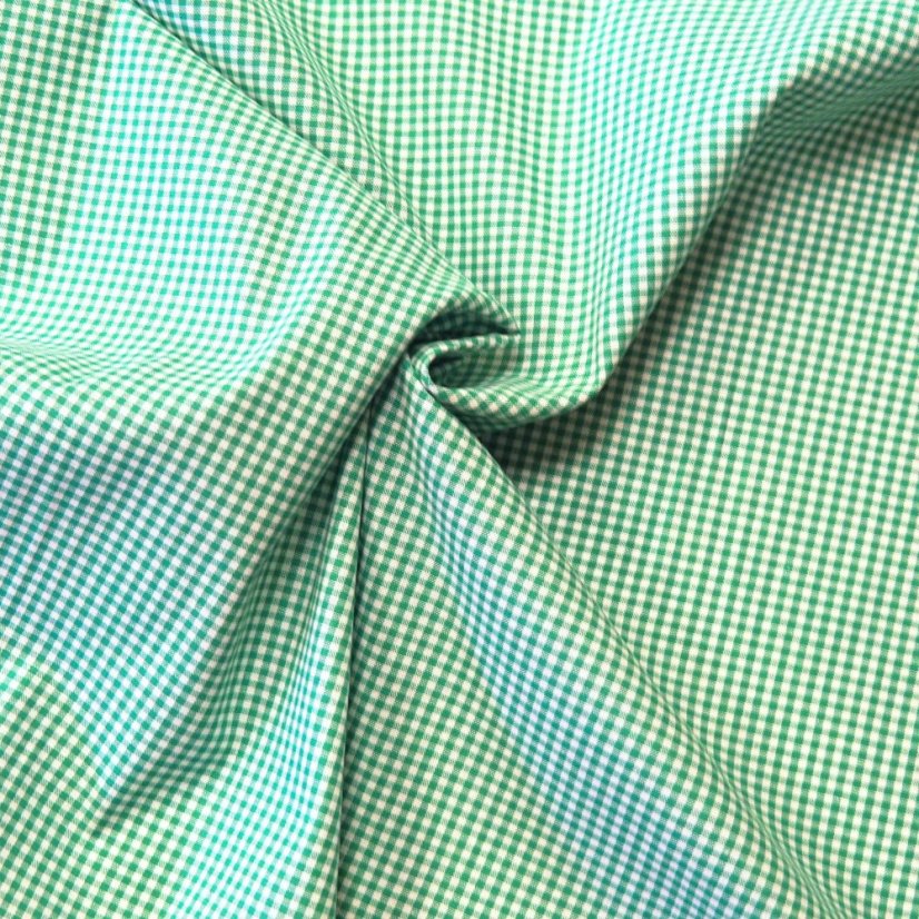 Látka Kanafas tmavo zelená - 0,2 cm káro - Šírka materiálu ↔ (cm): 160, Vyber šitie: bez obšití