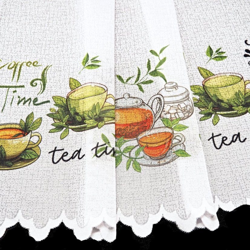 Vitrážová záclona Čajík - Vyber výšku ↕ (cm): 38, Vyber šití: bez obšití
