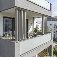Venkovní závěs  s kroužky Gardenia - šedo/béžový