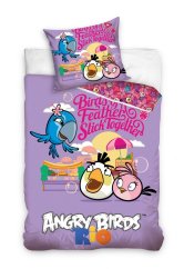 Obliečky hladká bavlna - Angry Birds - fialové