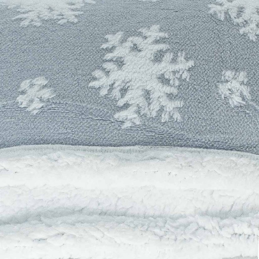 Vánoční mikroflanelová deka LUX - Vločky - šedá