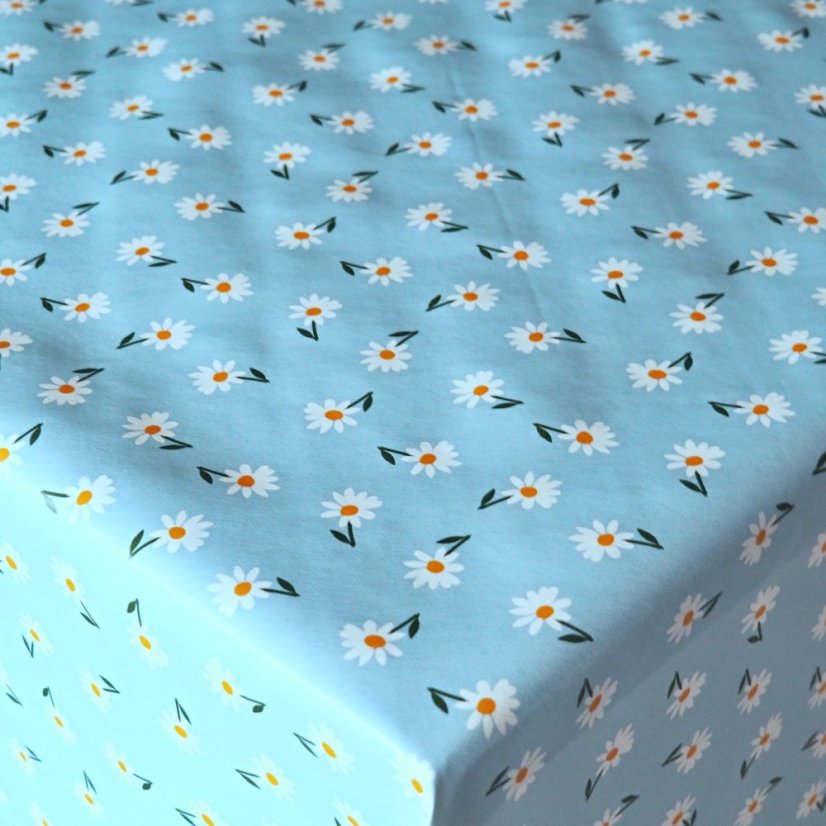 PVC ubrusovina - Kytičky - modrá