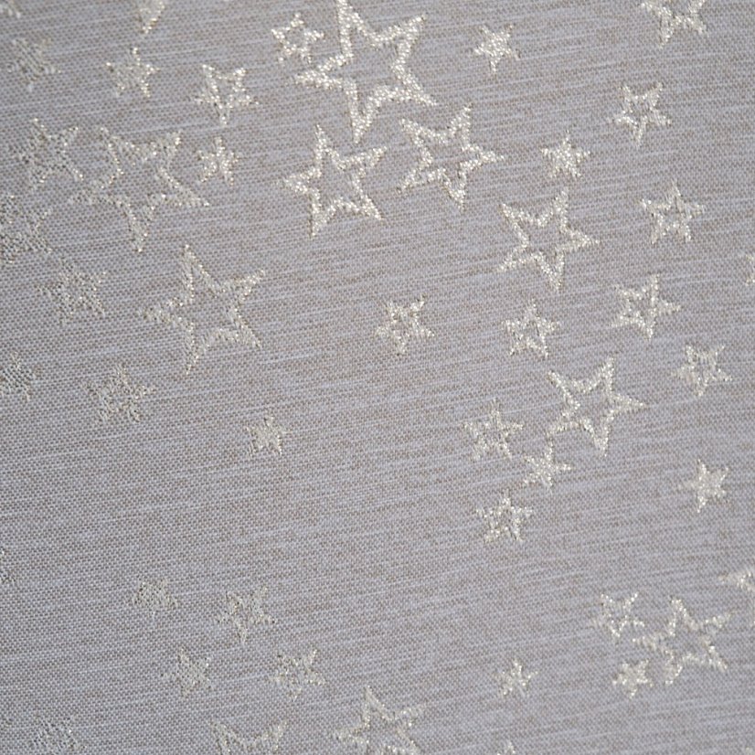 Vánoční běhoun v metráži - Hvězdné přání - Béžovo/zlatý - Šíře materiálu ↔ (cm): 38, Vyber okraje: pouze střih