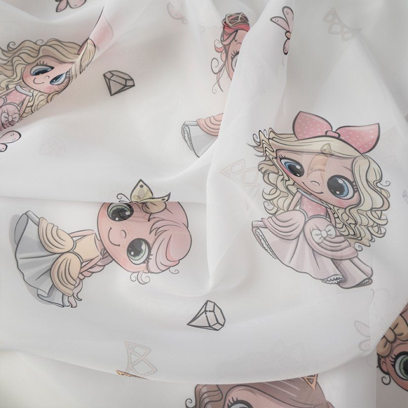 Dětský voál Princezničky - Vyber výšku ↕ (cm): 157, Vyber šití: bez obšití