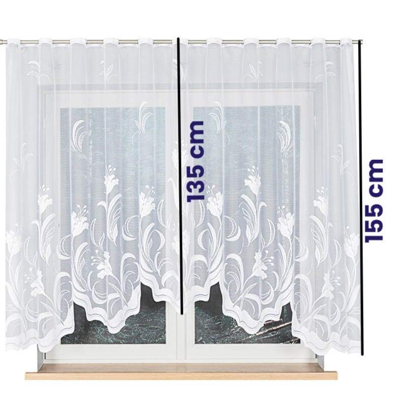 Kusová záclona Juliana - Vyber rozměr záclony  ↕VxŠ ↔ (cm): 155x300